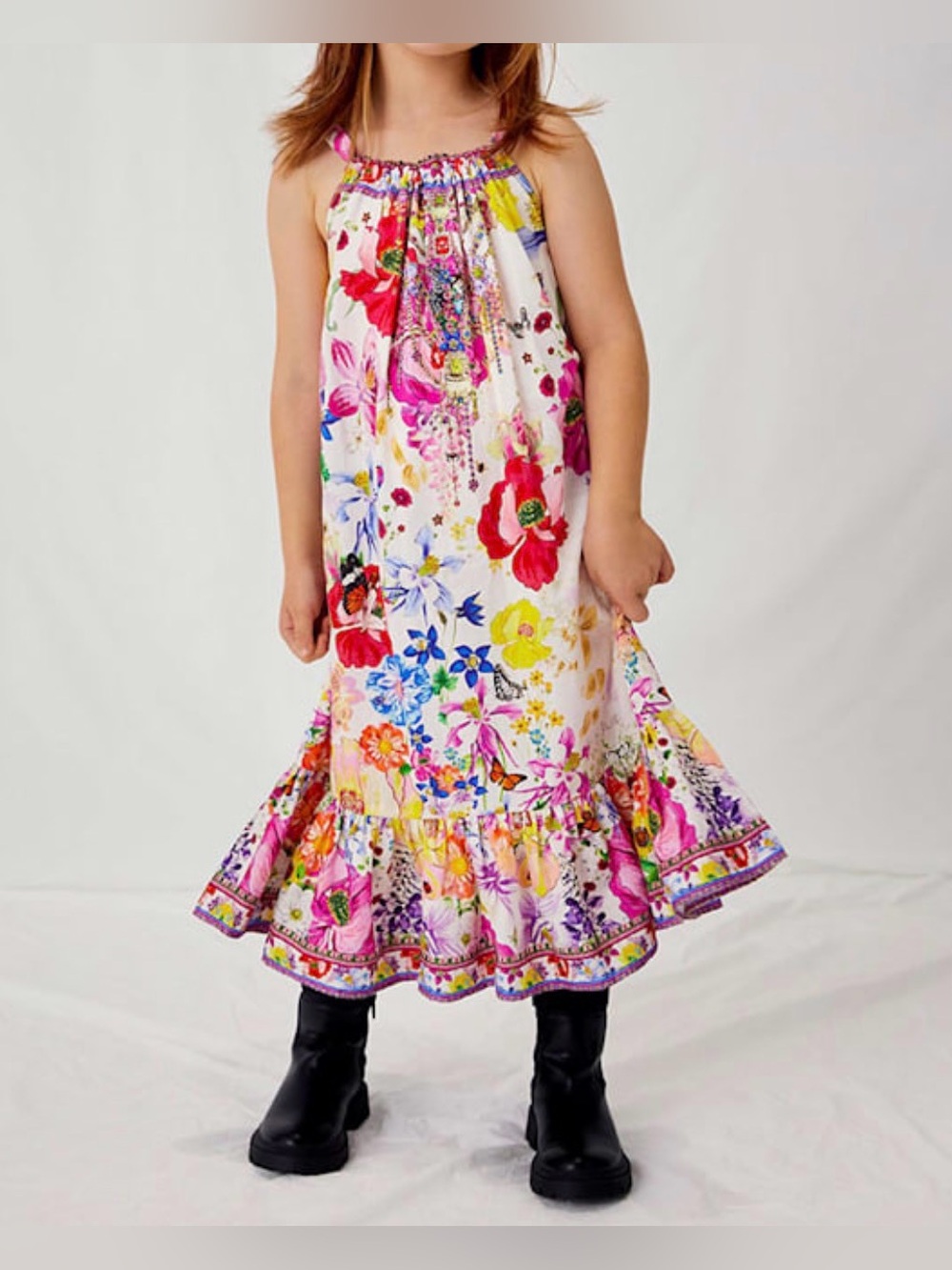 Milla by Camilla Fairy Gang Floral Crystal Ruffle Hem Girls Dress Size 6